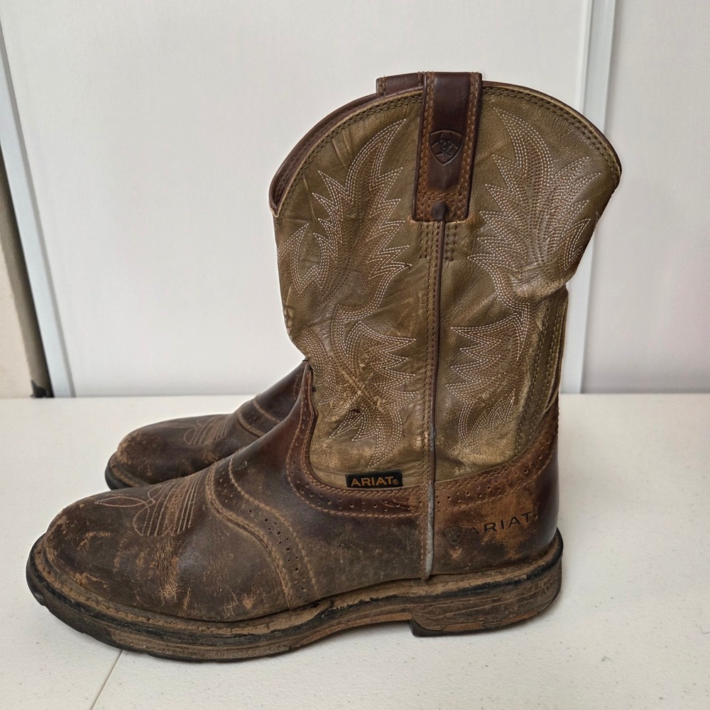 Ariat Mens 11 D Brown Leather Western Cowboy Work Boots 10001198 Distressed